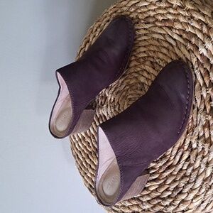 Clarks Womens Spice Isla Burgundy Nubuck Leather Mule 2.5" Heels‎ S-7.5